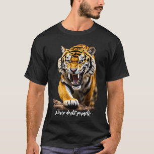 T-shirt Ne vous doutez jamais Motivational slogan Tiger