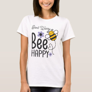 T-shirt Ne vous inquiétez pas Bee Happy coeur fleuri