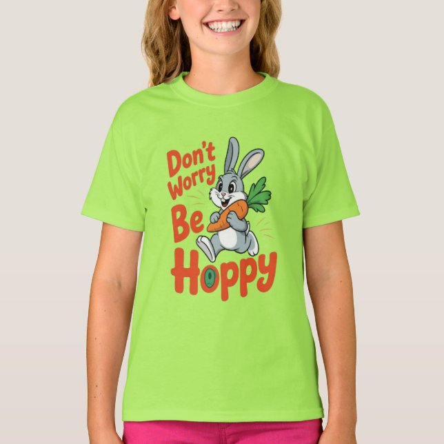 T-shirt ne vous inquiétez pas être optimiste drôle lapin (Devant)