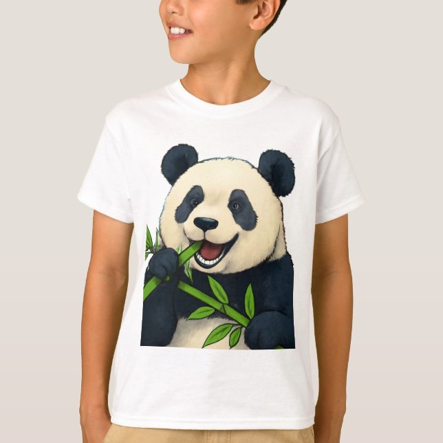 T-shirt Ne vous inquiétez pas, mangez du bambou - Panda Ar (Devant)