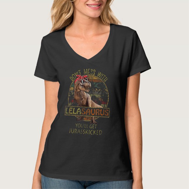 T-shirt Ne vous mêlez pas de Lélasaurus, vous obtiendrez J (Devant)