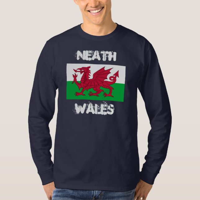 T-shirt Neath, Pays de Galles avec drapeau gallois (Devant)