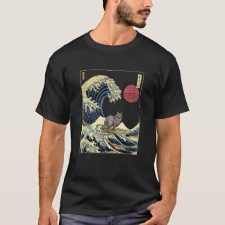 T-shirt Nebelung Chat japonais Kanagawa Vague drôle Surf A