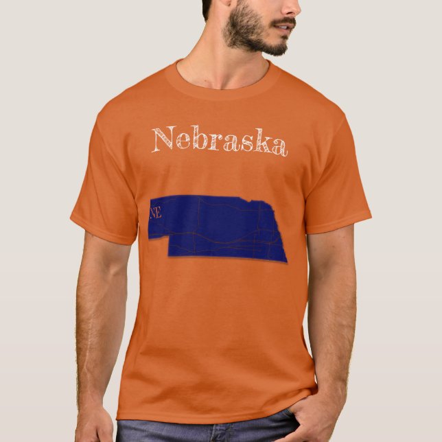 T-shirt Nebraska Highways [Conception bleu marine] (Devant)