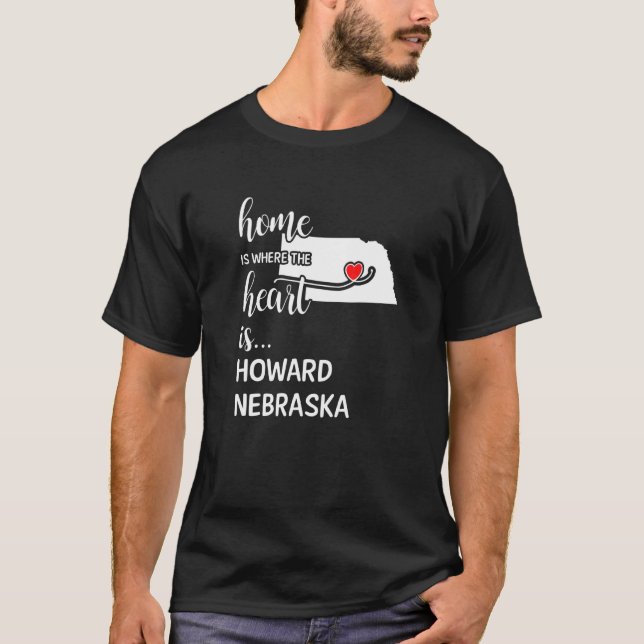 T-shirt Nebraska Home Est Là Où Le Coeur Est Howard Comté (Devant)