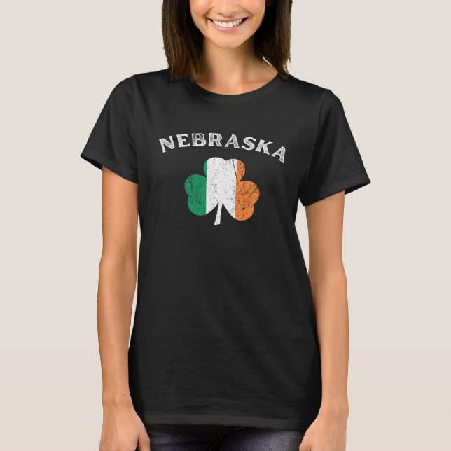 T-shirt NEBRASKA Irish American Shamrock Badge (Devant)