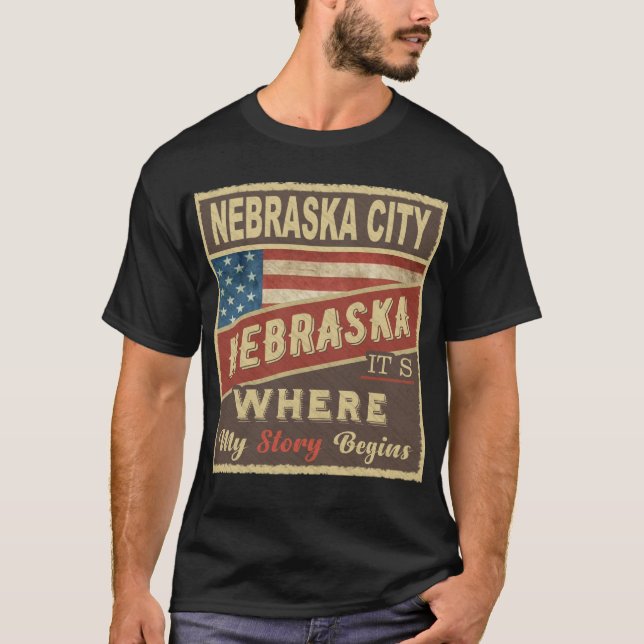 T-shirt NEBRASKA, NE C'est là que commence mon histoire (Devant)