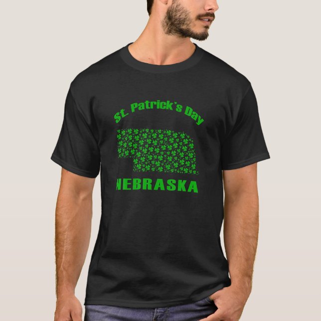 T-shirt Nebraska State Map St Patrick's Day Green Sh (Devant)