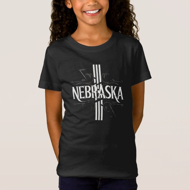 T-Shirt Nebraska Stripe Girls’ Fine Jersey Tee (Devant)