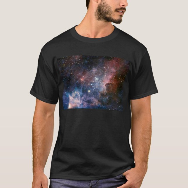 T-shirt Nébuleuse de la Carène rouge et bleue Télescope Hu (Devant)