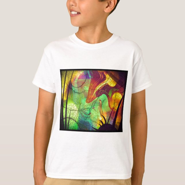 T-shirt Nébuleuse peinte - Abstrait Opale de Feu (Devant)
