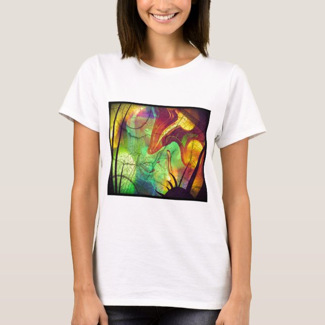 T-shirt Nébuleuse peinte - Abstrait Opale de Feu (Devant)