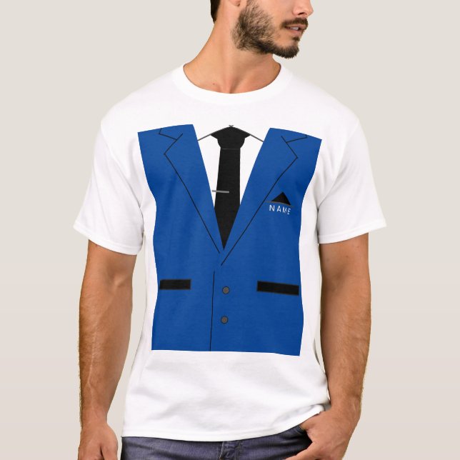 T-shirt Necktie drôle avec costume Nom personnalis (Devant)