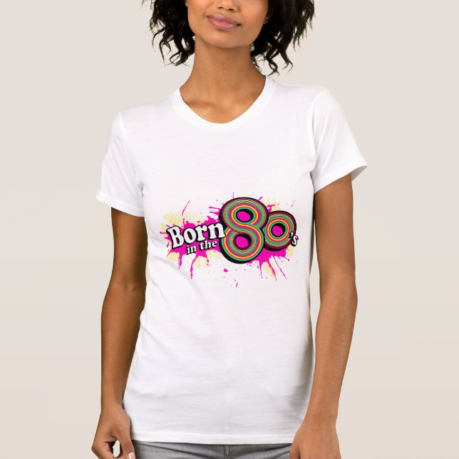 T-shirt Née dans le tee logo multi-rose féminin des années (Devant)