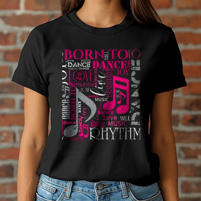 T-shirt Née pour danser Rose/Blanc ID277 (Créateur téléchargé)