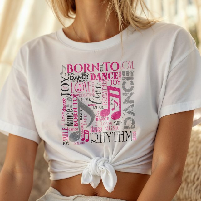 T-shirt Née pour danser Rose/Noir ID277 (Créateur téléchargé)
