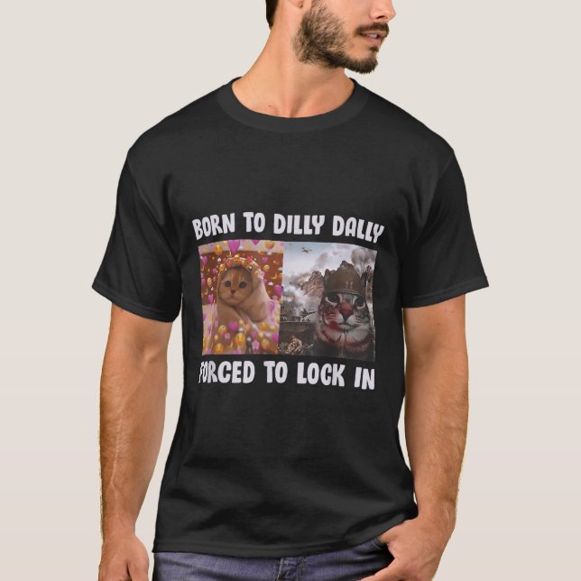 T-shirt Née Pour Lambiner Forcée De S'enfermer Chat Drôle  (Devant)