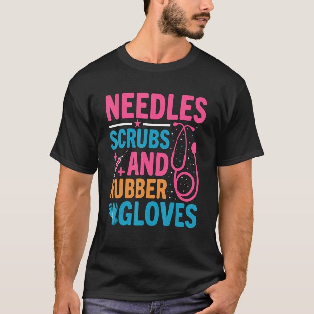 T-shirt Needles Scrubs Rubber Gloves Phlebotomist Nurse Ph (Devant)