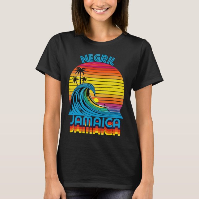 T-shirt Negril Jamaica Retro Throwback Surf & Beach Souven (Devant)