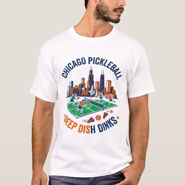 T-shirt Neige d'hiver à Chicago et pizza deep dish (Devant)