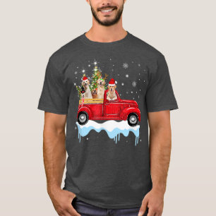 T-shirt Neige Golden Retriever équitation Camion Rouge Noë