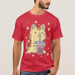 T-shirt Neko Anime Manga Kitten Japonais mignon Buble Tea 