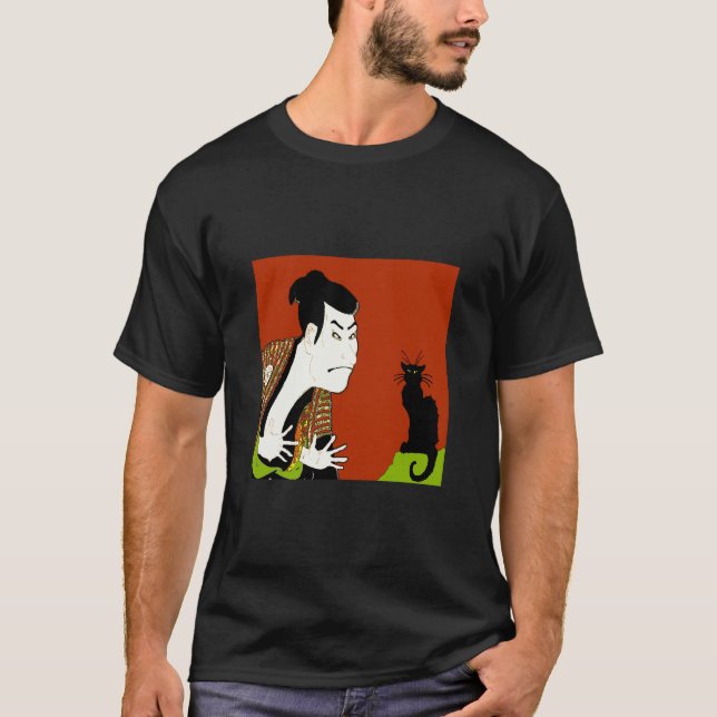 T-shirt Neko, Black Cat et Samurai (Devant)