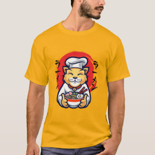T-shirt Neko Cat Chef japonais Cute Kawaii
