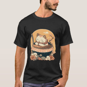 T-shirt Neko Chat Mange Bowl Ramen Pho Noodle Soupe Japa