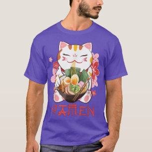 T-shirt Neko Kawaii Chat Ramen Bowl Anime Noodle Japonais