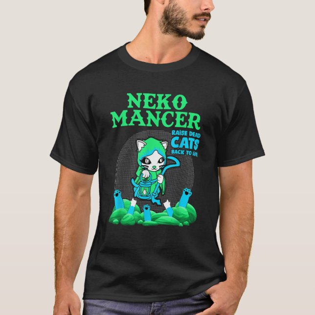 T-shirt Neko Mancer Gamer Necromancer Des Chats (Devant)