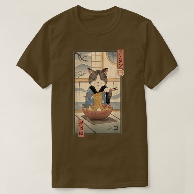 T-shirt Neko Ramen Ukiyo-e (Design devant)