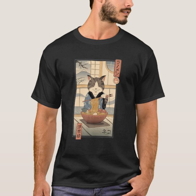 T-shirt Neko Ramen Ukiyo-E (Devant)