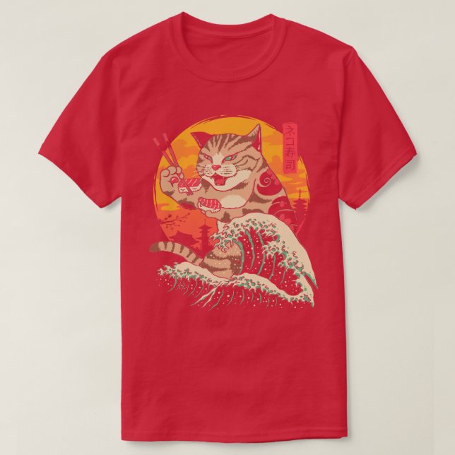 T-shirt Neko Sushi Wave (Design devant)
