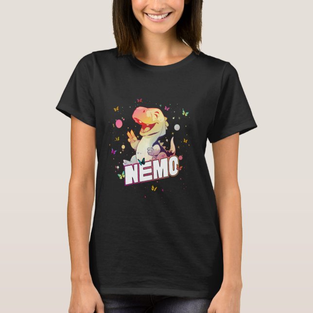 T-shirt NEMO - Nom mignon du garçon avec Dinosaur mignon (Devant)