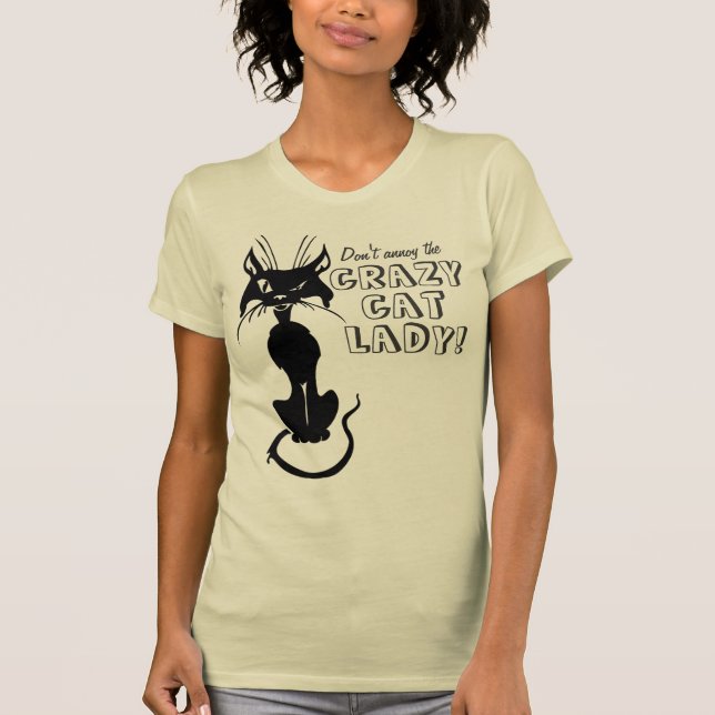 T-shirt N'ennuyez pas Madame folle de chat (Devant)