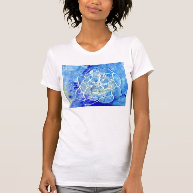 T-shirt Nénuphar Absract sur le blanc simple T (Devant)