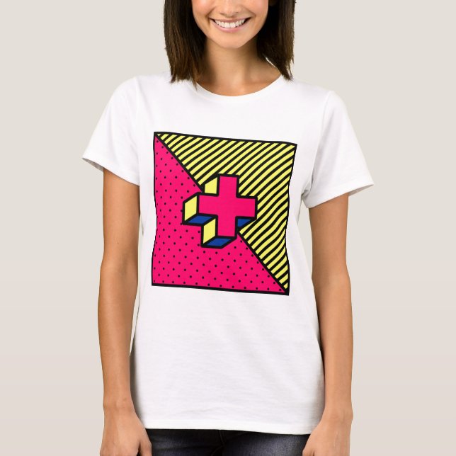 T-shirt Neo Memphis Cross /Plus Sign Motif (Devant)