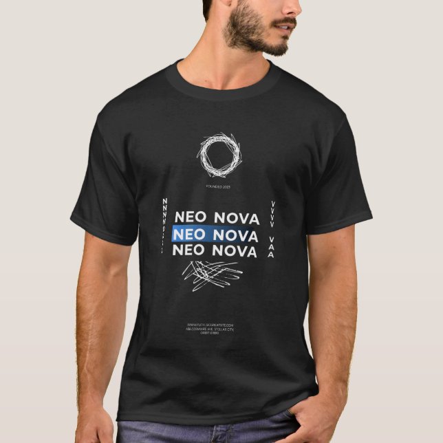 T-shirt Néo Nova Typographie Streetwear Futuriste (Devant)