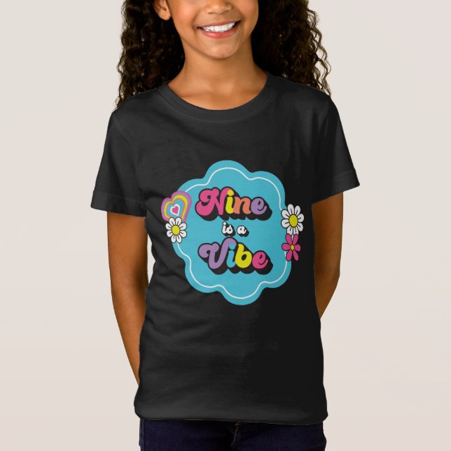 T-Shirt Neon 90s Retro Nine est un Vibe 9e anniversaire (Devant)