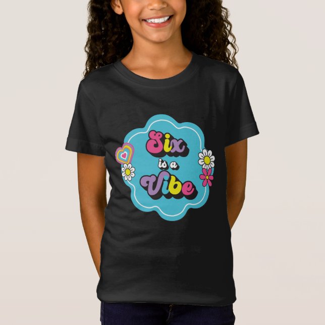 T-Shirt Neon 90s Retro Six est un Vibe 6e anniversaire (Devant)