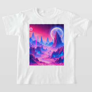 T-shirt Neon Alien Planet Paysage | Art Imaginaire Sci-Fi