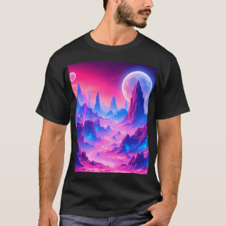 T-shirt Neon Alien Planet Paysage | Art Imaginaire Sci-Fi