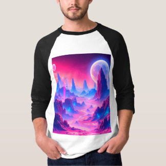 T-shirt Neon Alien Planet Paysage | Art Imaginaire Sci-Fi