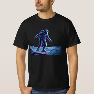 T-shirt Neon Astronaut Skateboarding on the Moon