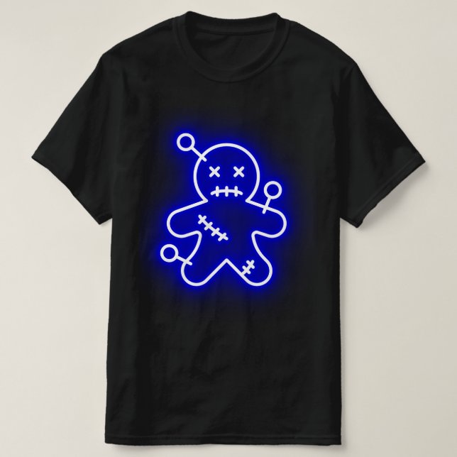 T-Shirt néon bleu Voo Doo Mens (Design devant)