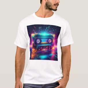 T-shirt Neon Cassette Conception rétro
