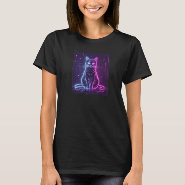 T-shirt **Neon Cat Design – Glowing Futuristic Feline Art* (Devant)