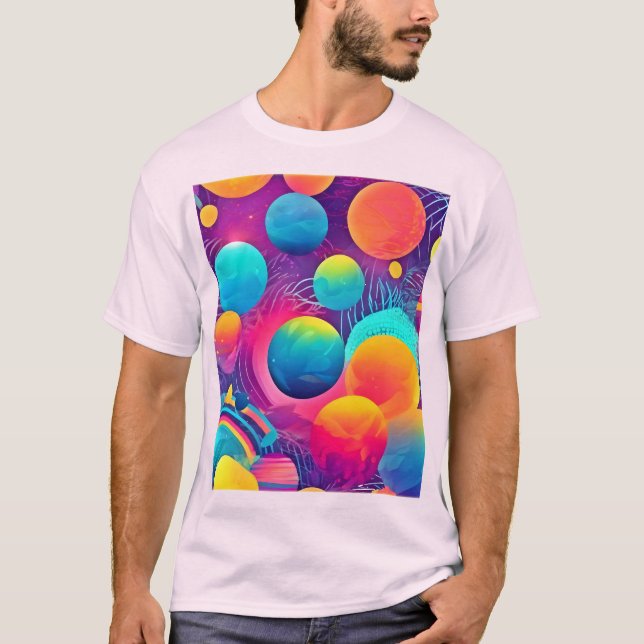T-shirt Neon Cosmos Design abstrait (Devant)