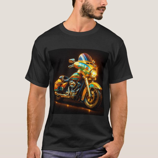 T-shirt "Neon Cruiser – Glowing Desert Ride Motorcycle Tee (Devant)